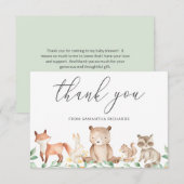 Cute Gender Neutral Woodland Animals Baby shower Bedankkaart (Voorkant / Achterkant)