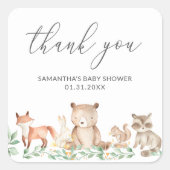 Cute Gender Neutral Woodland Animals Baby shower Vierkante Sticker (Voorkant)