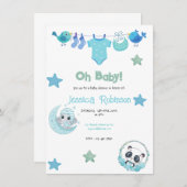 Cute gender-neutrale kledinglijn boho baby shower kaart (Voorkant / Achterkant)