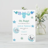 Cute gender-neutrale kledinglijn boho baby shower kaart (Staand voorkant)
