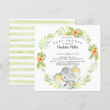Cute Gender Neutrale Oerwoud Elephant Baby shower