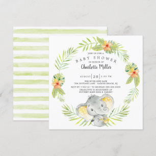 Cute Gender Neutrale Oerwoud Elephant Baby shower Kaart