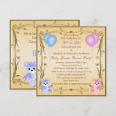 Cute Gender onthulling Teddy Bears Kaart (Voorkant / Achterkant)