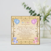 Cute Gender onthulling Teddy Bears Kaart (Staand voorkant)