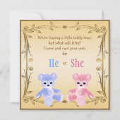 Cute Gender onthulling Teddy Bears Kaart (Achterkant)