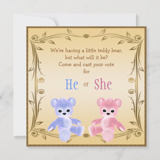 Cute Gender onthulling Teddy Bears Kaart (Achterkant)