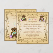 Cute Gender onthulling Teddy Bears Kaart (Voorkant / Achterkant)