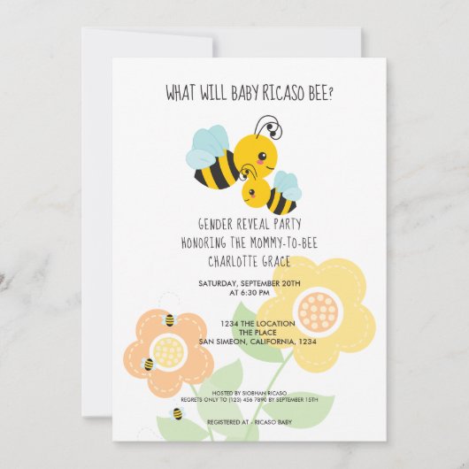 Cute Gender onthult wat Baby Baby shower zal worde Kaart (Voorkant)