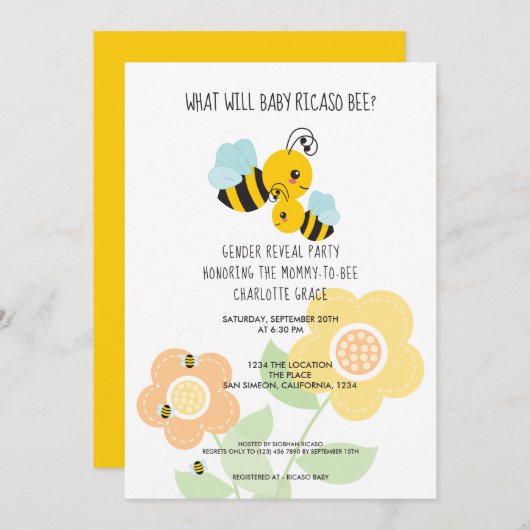 Cute Gender onthult wat Baby Baby shower zal worde Kaart (Voorkant / Achterkant)
