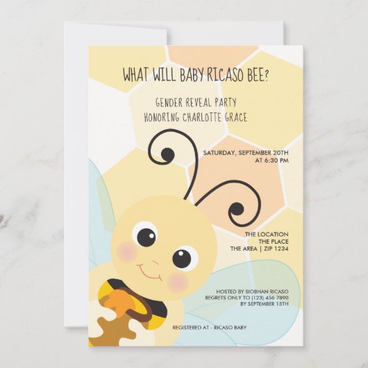 Cute Gender onthult wat Baby Baby shower zal worde Kaart (Voorkant)