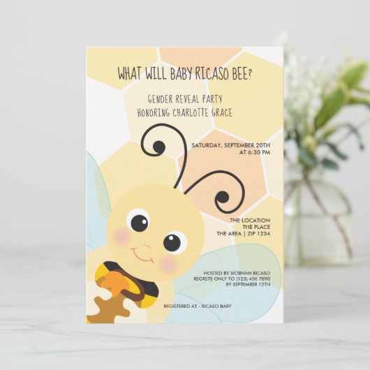 Cute Gender onthult wat Baby Baby shower zal worde Kaart (Staand voorkant)