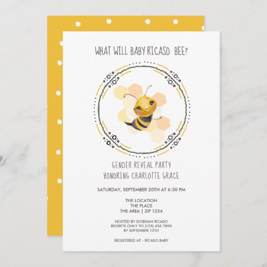 Cute Gender onthult wat Baby Baby shower zal worde Kaart (Voorkant / Achterkant)