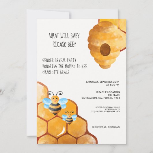 Cute Gender onthult wat Baby Baby shower zal worde Kaart (Voorkant)