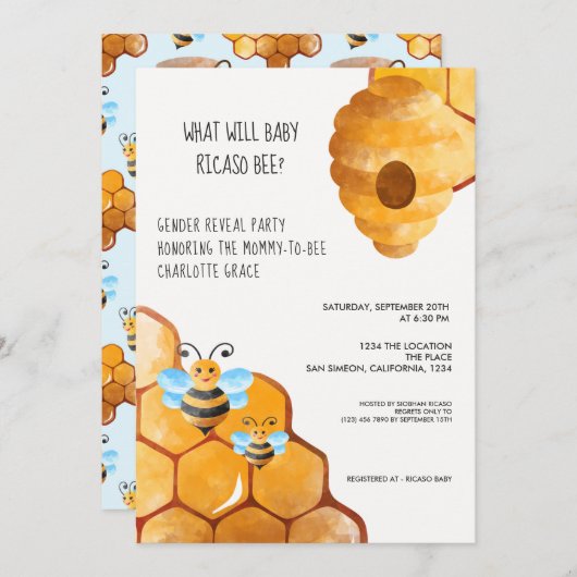 Cute Gender onthult wat Baby Baby shower zal worde Kaart (Voorkant / Achterkant)