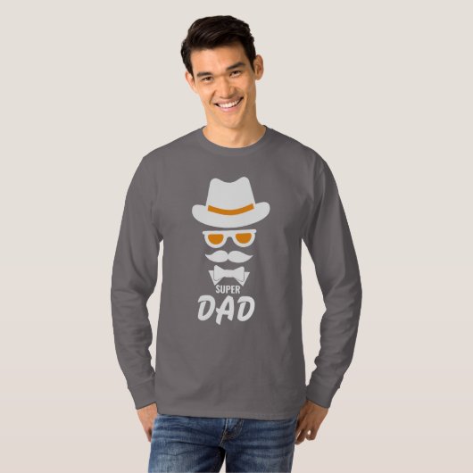 Cute Gentleman Face with Mustaches, Pet, sunglass T-shirt (Voorkant volledig)