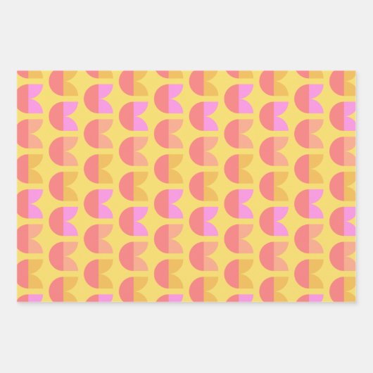 Cute Geometric Flower Pattern (Geel en Roze) Inpakpapier Vel (Voorkant 2)
