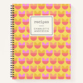 Cute Geometric Flower Pattern Yellow Custom Recipe Notitieboek (Voorkant)