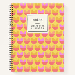 Cute Geometric Flower Pattern Yellow Personal Notitieboek