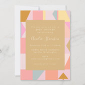 Cute Geometric Pastel Pink Gold Baby shower Kaart (Voorkant)