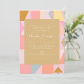 Cute Geometric Pastel Pink Gold Baby shower Kaart (Staand voorkant)