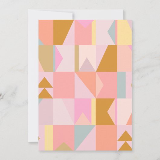 Cute Geometric Pastel Pink Gold Baby shower Kaart (Achterkant)
