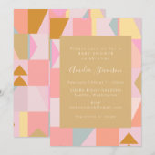 Cute Geometric Pastel Pink Gold Baby shower Kaart (Voorkant / Achterkant)