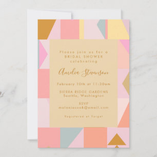 Cute Geometric Pastel Pink Gold Vrijgezellenfeest Kaart