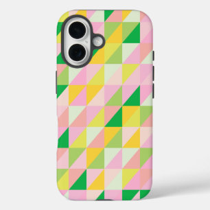Cute Geometric Patchwork Pattern in Spring Colors iPhone 16 Hoesje