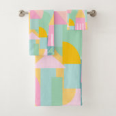 Cute Geometric Pattern Bright Pastel Mint Roze Bad Handdoek (Insitu)