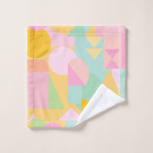 Cute Geometric Pattern Bright Pastel Mint Roze Bad Handdoek (Wasdoekje)