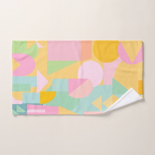Cute Geometric Pattern Bright Pastel Mint Roze Bad Handdoek (Handdoek)