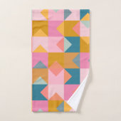 Cute Geometric Pattern in Blauwgroen Roze and Yell Bad Handdoek (Handdoek)