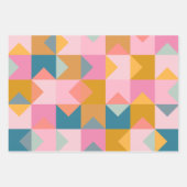 Cute Geometric Pattern in Blauwgroen Roze and Yell Inpakpapier Vel (Voorkant 2)