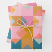 Cute Geometric Pattern in Blauwgroen Roze and Yell Inpakpapier Vel (In situ)