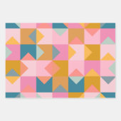 Cute Geometric Pattern in Blauwgroen Roze and Yell Inpakpapier Vel (Voorkant)