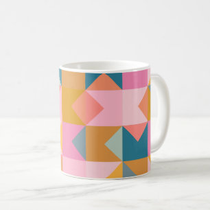 Cute Geometric Pattern in Blauwgroen Roze and Yell Koffiemok