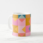 Cute Geometric Pattern in Blauwgroen Roze and Yell Koffiemok (Voorkant links)