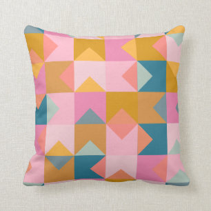 Cute Geometric Pattern in Blauwgroen Roze and Yell Kussen
