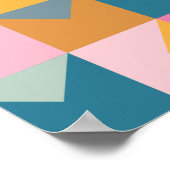 Cute Geometric Pattern in Blauwgroen Roze and Yell Poster (Hoek)