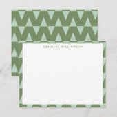 Cute Geometric Pattern in Green Persoonlijke Name Notitiekaartje (Voorkant / Achterkant)