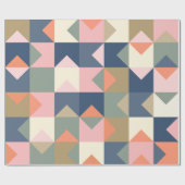 Cute Geometric Pattern in Stylish Navy and Coral Cadeaupapier (Vlak)