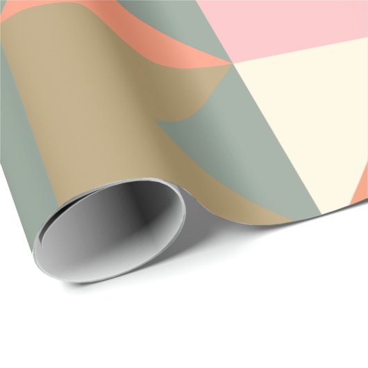 Cute Geometric Pattern in Stylish Navy and Coral Cadeaupapier (Rol Hoek)