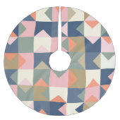 Cute Geometric Pattern in Stylish Navy and Coral Kerstboom Rok (Voorkant)