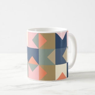Cute Geometric Pattern in Stylish Navy and Coral Koffiemok