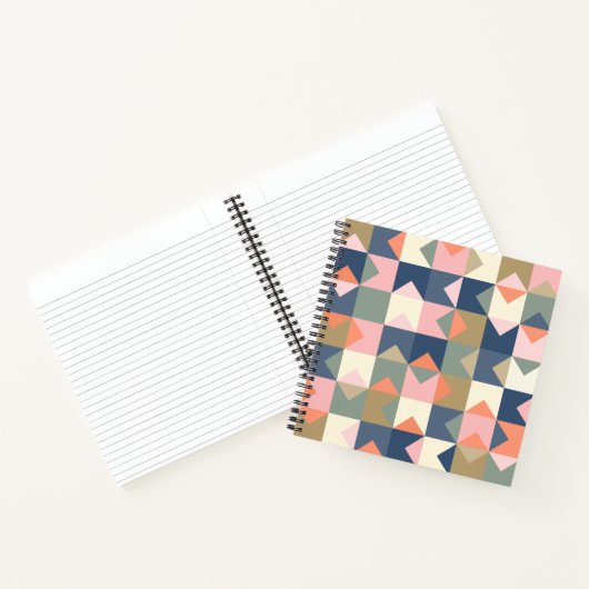 Cute Geometric Pattern in Stylish Navy and Coral Notitieboek (Binnen)