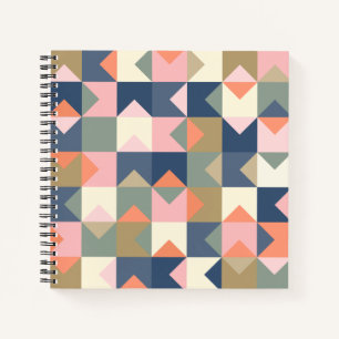 Cute Geometric Pattern in Stylish Navy and Coral Notitieboek
