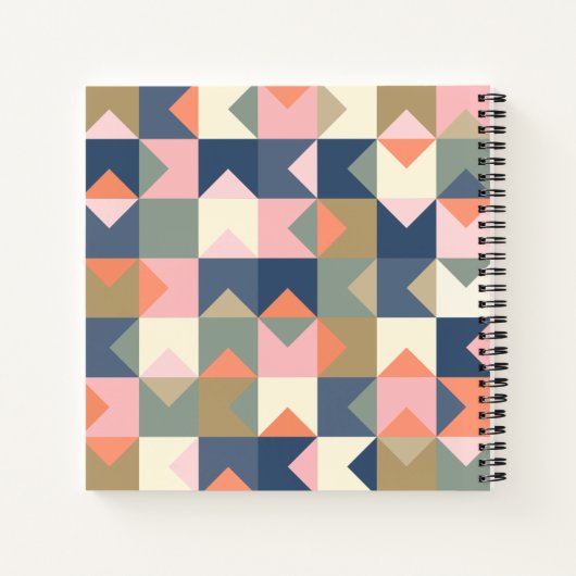 Cute Geometric Pattern in Stylish Navy and Coral Notitieboek (Achterkant)