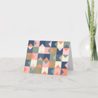 Cute Geometric Pattern in Stylish Navy and Coral
