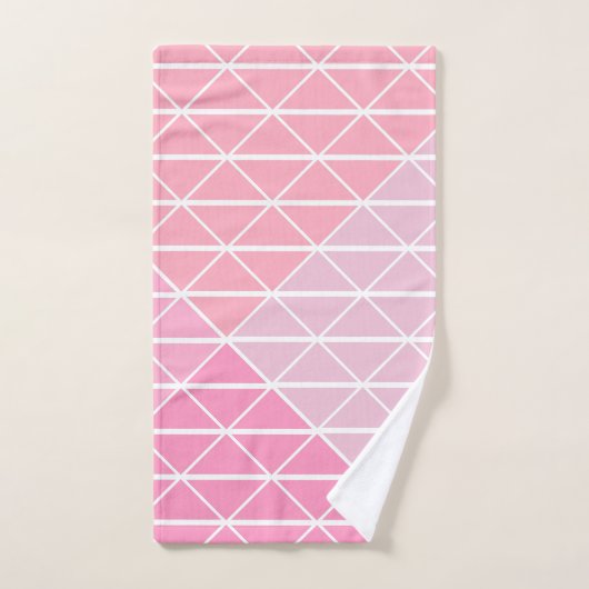 Cute Geometric Pattern of Triangles in Roze Bad Handdoek (Handdoek)