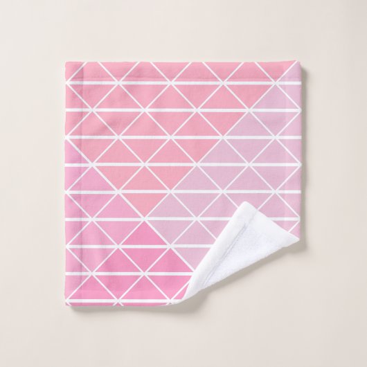 Cute Geometric Pattern of Triangles in Roze Bad Handdoek (Wasdoekje)